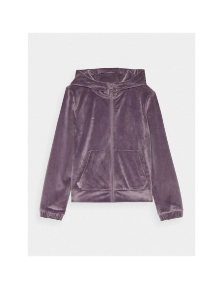 Bluza dresowa z weluru rozpinana z kapturem dziewczęca 4f junior 4fjwaw24tswsf1217-51s