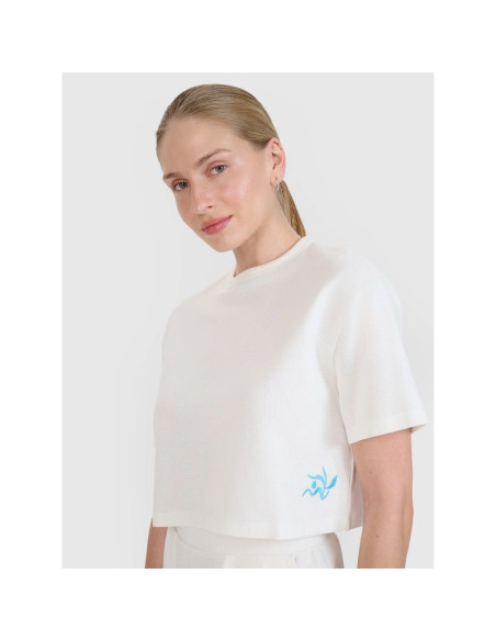 Damski t-shirt crop top 4f 4fwss25ttshf1977-11s