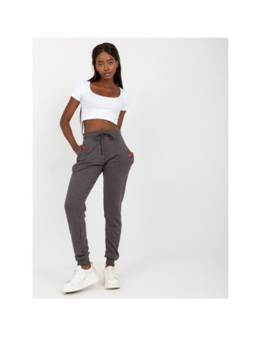 Ciemnoszare melanżowe dresowe spodnie basic jogger  (b-005.05)