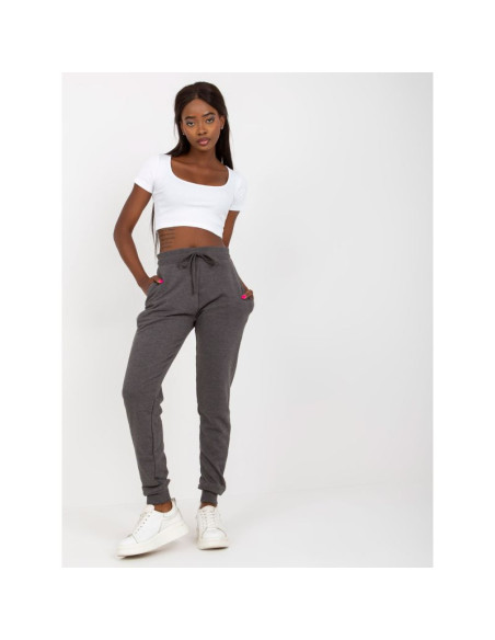 Ciemnoszare melanżowe dresowe spodnie basic jogger  (b-005.05)