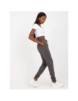 Ciemnoszare melanżowe dresowe spodnie basic jogger  (b-005.05) 2
