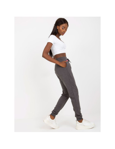 Ciemnoszare melanżowe dresowe spodnie basic jogger  (b-005.05)
