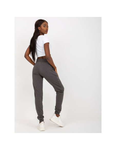 Ciemnoszare melanżowe dresowe spodnie basic jogger  (b-005.05)