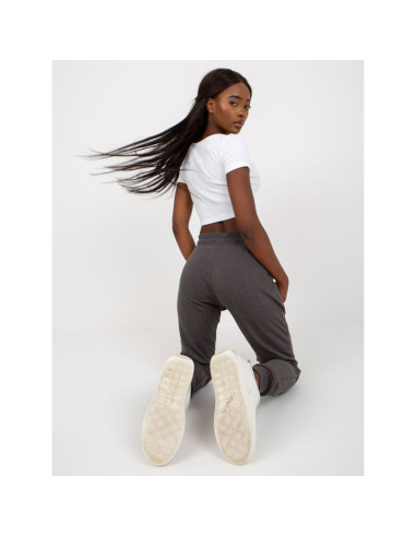 Ciemnoszare melanżowe dresowe spodnie basic jogger  (b-005.05)