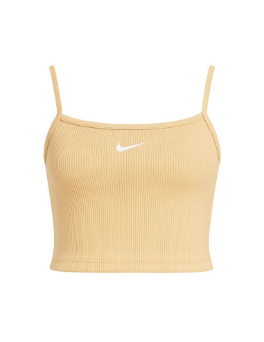 Koszulka damska nike sportswear essential rib crop top sanddrift/white - dm6737-126