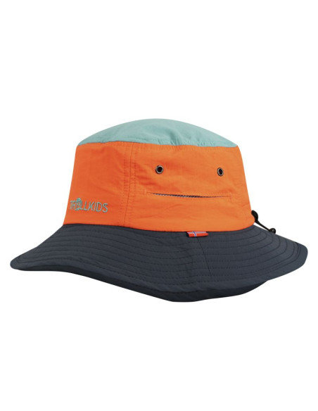 Czapka na lato dziecięca dla chłopca/dziewczynki trollkids kids trollfjord hat glow orange/dusky turquoise/dark navy (944-721)