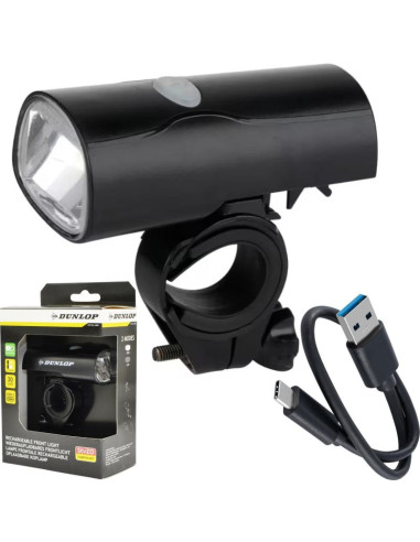Lampka rowerowa przednia led usb-c certyfikat 2 tryby dunlop