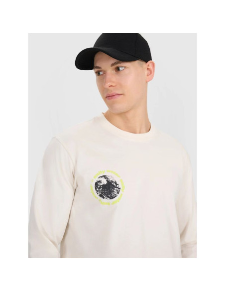 Longsleeve regular z nadrukiem męski 4f 4fwss25tlonm392-11s