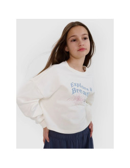 Bluza dresowa nierozpinana bez kaptura dziewczęca 4f 4fjwss25tswsf1483-11s