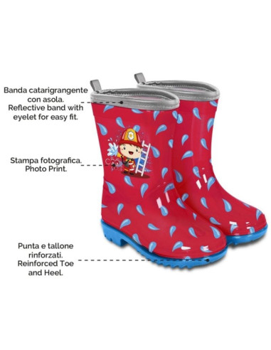 Perletti kalosze dziecięce mały strażak na deszcz dla chłopca