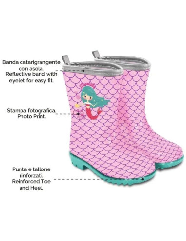 Perletti syrenka kalosze dziecięce na deszcz dla dziewczynki