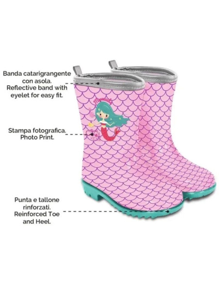 Perletti syrenka kalosze dziecięce na deszcz dla dziewczynki