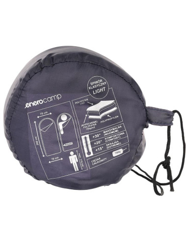 Śpiwór turystyczny light 200x70cm szary enero camp