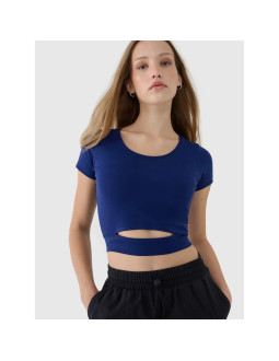 T-shirt crop top gładki damski 4f 4frss25ttshf2695-31s 2