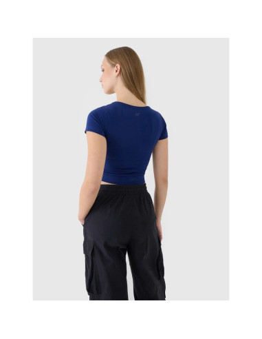 T-shirt crop top gładki damski 4f 4frss25ttshf2695-31s