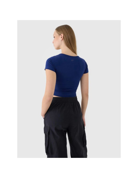 T-shirt crop top gładki damski 4f 4frss25ttshf2695-31s