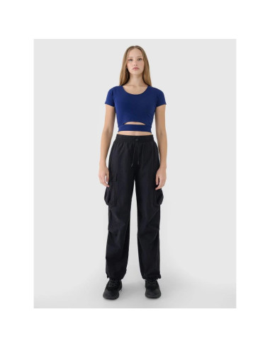 T-shirt crop top gładki damski 4f 4frss25ttshf2695-31s