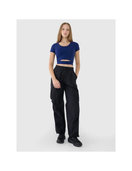 T-shirt crop top gładki damski 4f 4frss25ttshf2695-31s