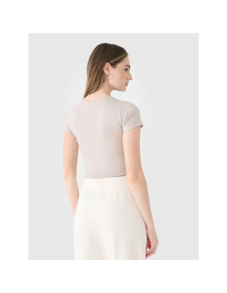 T-shirt crop top gładki damski 4f 4frss25ttshf2695-83s