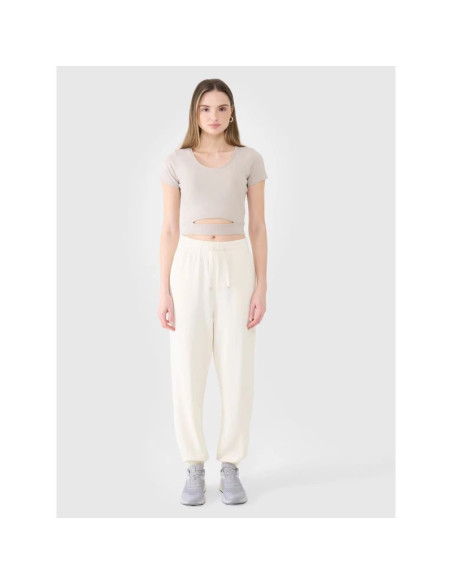 T-shirt crop top gładki damski 4f 4frss25ttshf2695-83s