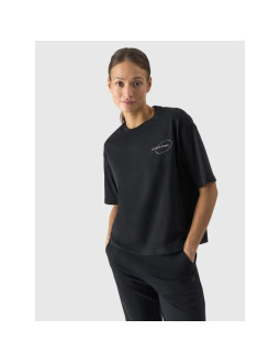 T-shirt oversize z nadrukiem damski 4f 4frss24ttshf2089-20s