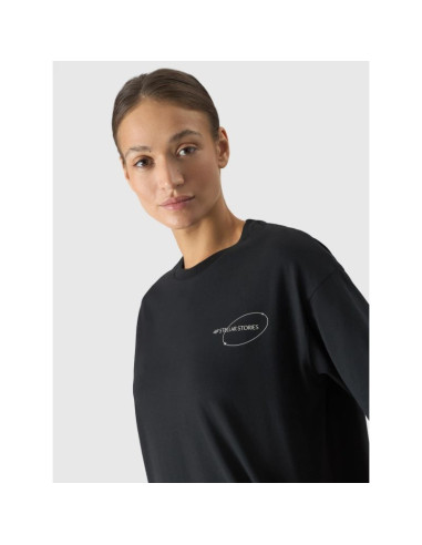 T-shirt oversize z nadrukiem damski 4f 4frss24ttshf2089-20s