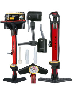 Pompka warsztatowo  rowerowa dunlop 230 psi (16bar) z manometrem czerwony