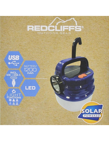 Latarka lampa camping ładowanie usb i solar redcliffs