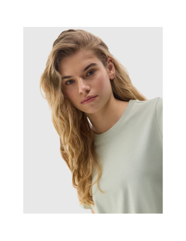 T-shirt gładki z bawełną organiczną damski 4f