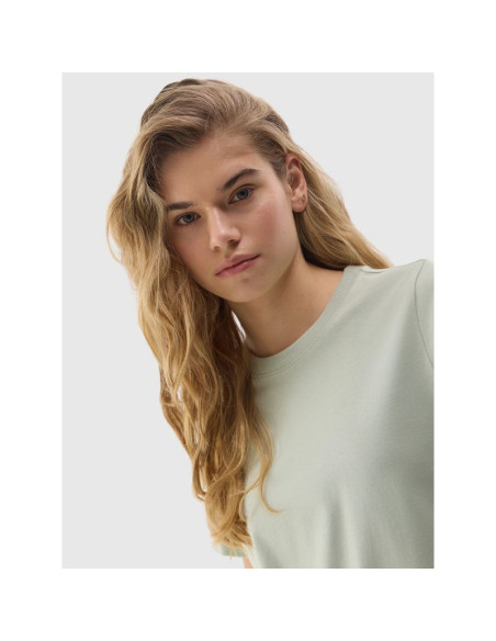 T-shirt gładki z bawełną organiczną damski 4f