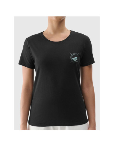 T-shirt regular z nadrukiem damski 4f 4frss24ttshf2547-20s