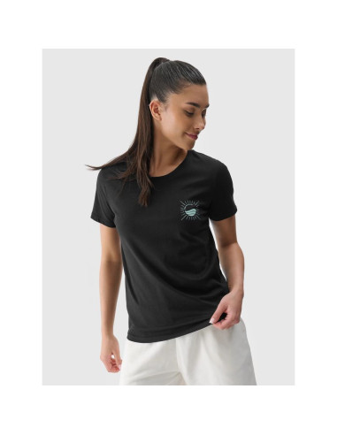 T-shirt regular z nadrukiem damski 4f 4frss24ttshf2547-20s