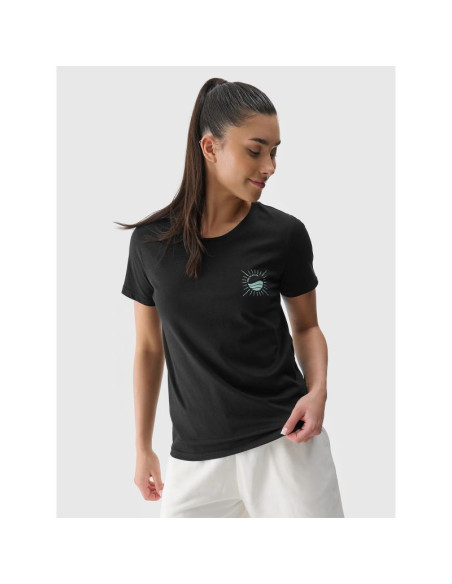 T-shirt regular z nadrukiem damski 4f 4frss24ttshf2547-20s