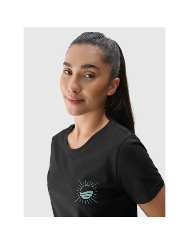 T-shirt regular z nadrukiem damski 4f 4frss24ttshf2547-20s