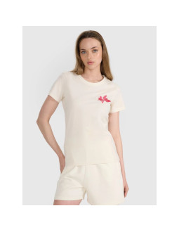 T-shirt regular z nadrukiem damski 4f 4frss25ttshf2693-11s 2