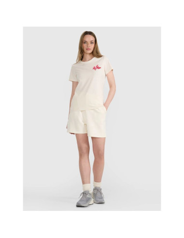 T-shirt regular z nadrukiem damski 4f 4frss25ttshf2693-11s