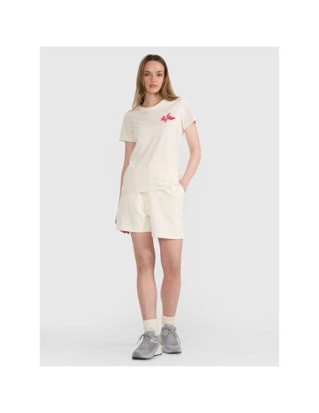 T-shirt regular z nadrukiem damski 4f 4frss25ttshf2693-11s