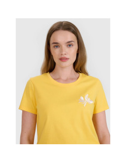 T-shirt regular z nadrukiem damski 4f 4frss25ttshf2693-71s