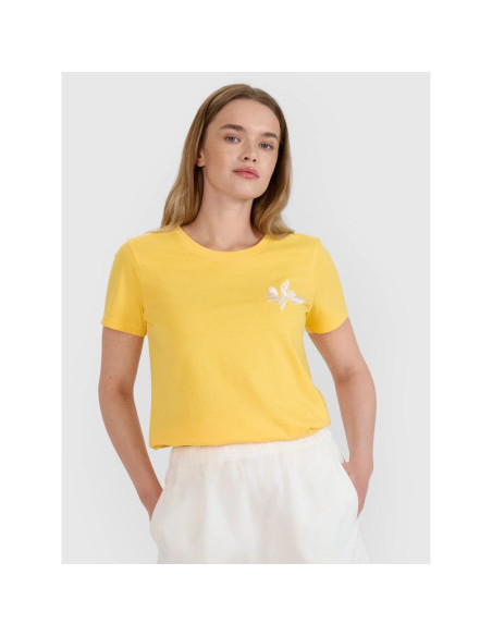 T-shirt regular z nadrukiem damski 4f 4frss25ttshf2693-71s