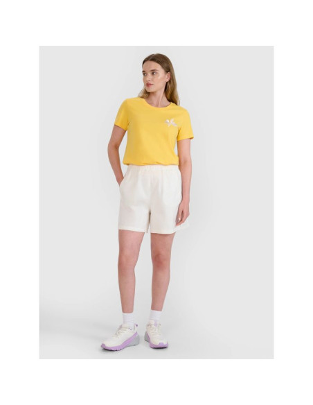 T-shirt regular z nadrukiem damski 4f 4frss25ttshf2693-71s