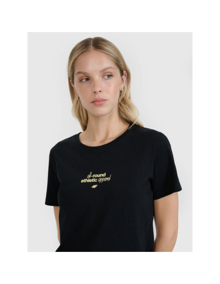 T-shirt regular z nadrukiem damski 4f 4frss25ttshf2786-20s