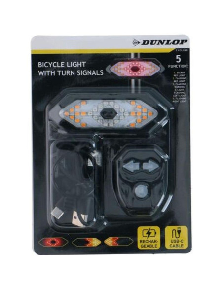 Lampka rowerowa tył z sygnalizatorem led ładowanie usb dunlop