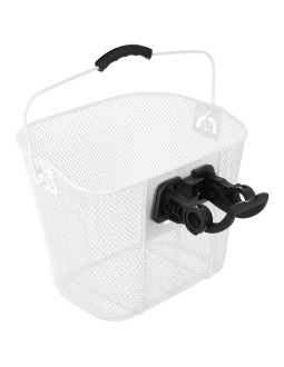 Koszyk rowerowy przedni mocowany na click biały