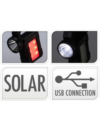 Latarka lampa camping ładowanie usb i solar redcliffs