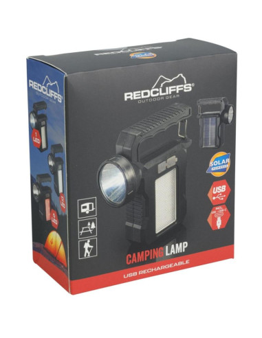 Latarka lampa camping ładowanie usb i solar redcliffs