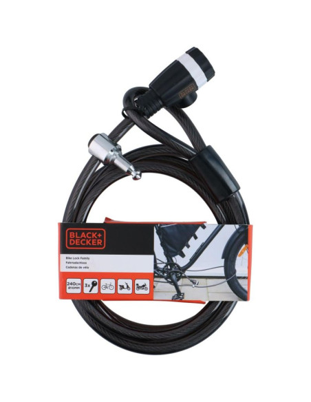 Zapięcie rowerowe linka na zamek 10x2400mm family black+decker