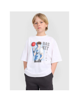 T-shirt oversize z nadrukiem chłopięcy 4f 4fjraw25ttshm3062-10s