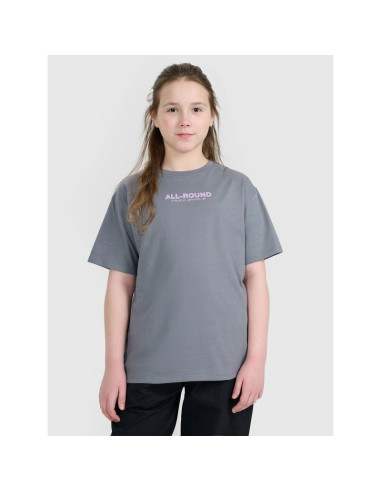 T-shirt oversize z nadrukiem dziewczęcy 4f 4fjwaw25ttshf2387-23s