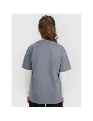 T-shirt oversize z nadrukiem dziewczęcy 4f 4fjwaw25ttshf2387-23s