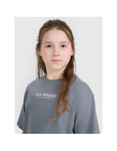 T-shirt oversize z nadrukiem dziewczęcy 4f 4fjwaw25ttshf2387-23s
